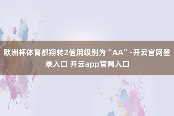 欧洲杯体育都翔转2信用级别为“AA”-开云官网登录入口 开云app官网入口